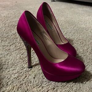 Steve Madden Hot Pink Rhinestone Heel Platforms